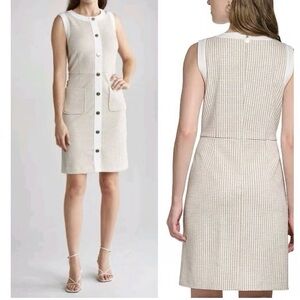 Tommy Hilfiger Cream Textured Sleeveless Mini Dress